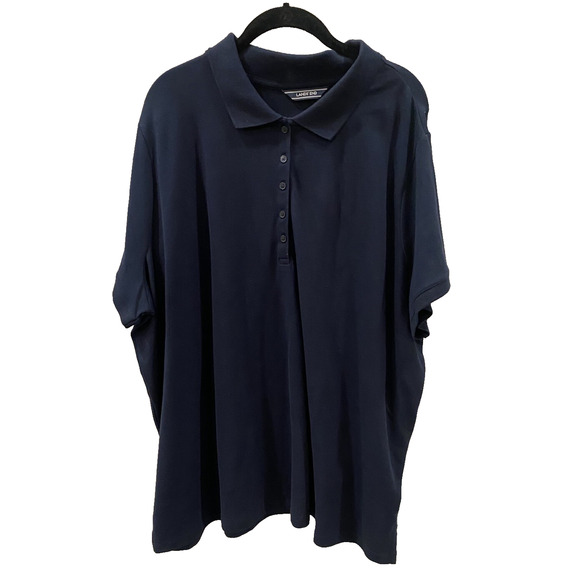 Lands End Shirt Womens Sz 3X Cotton Navy Blue Basic Casual Polo Pullover 24W-26W - Picture 1 of 8